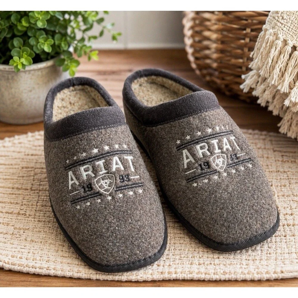 Ariat Men's Square Toe Patriot Slipper Brown Sherpa Lined Shoes Men’s Size 9